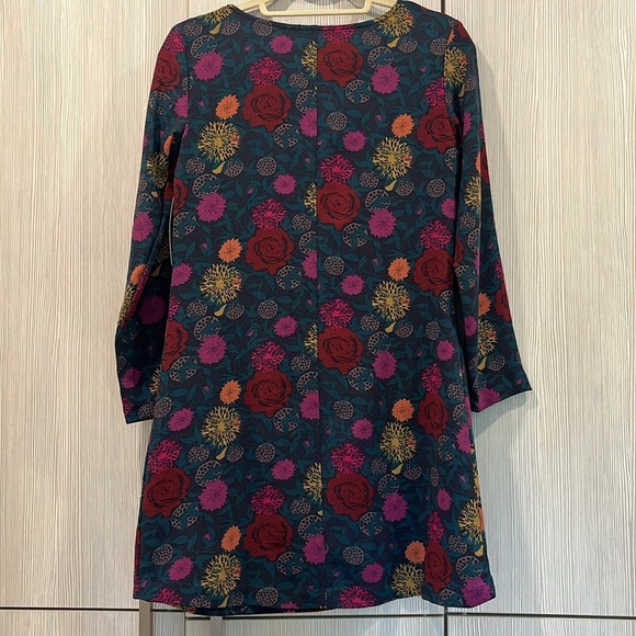 NEW American Apparel | Long Sleeve Crepe Dress | Teal Floral | Medium‎ - Picture 3 of 13